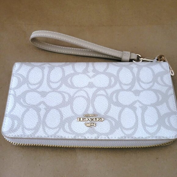 Coach CBO02 Long Zip Around Wallet Sketch Signature Canvas Wristlet Ivory - Picture 5 of 6